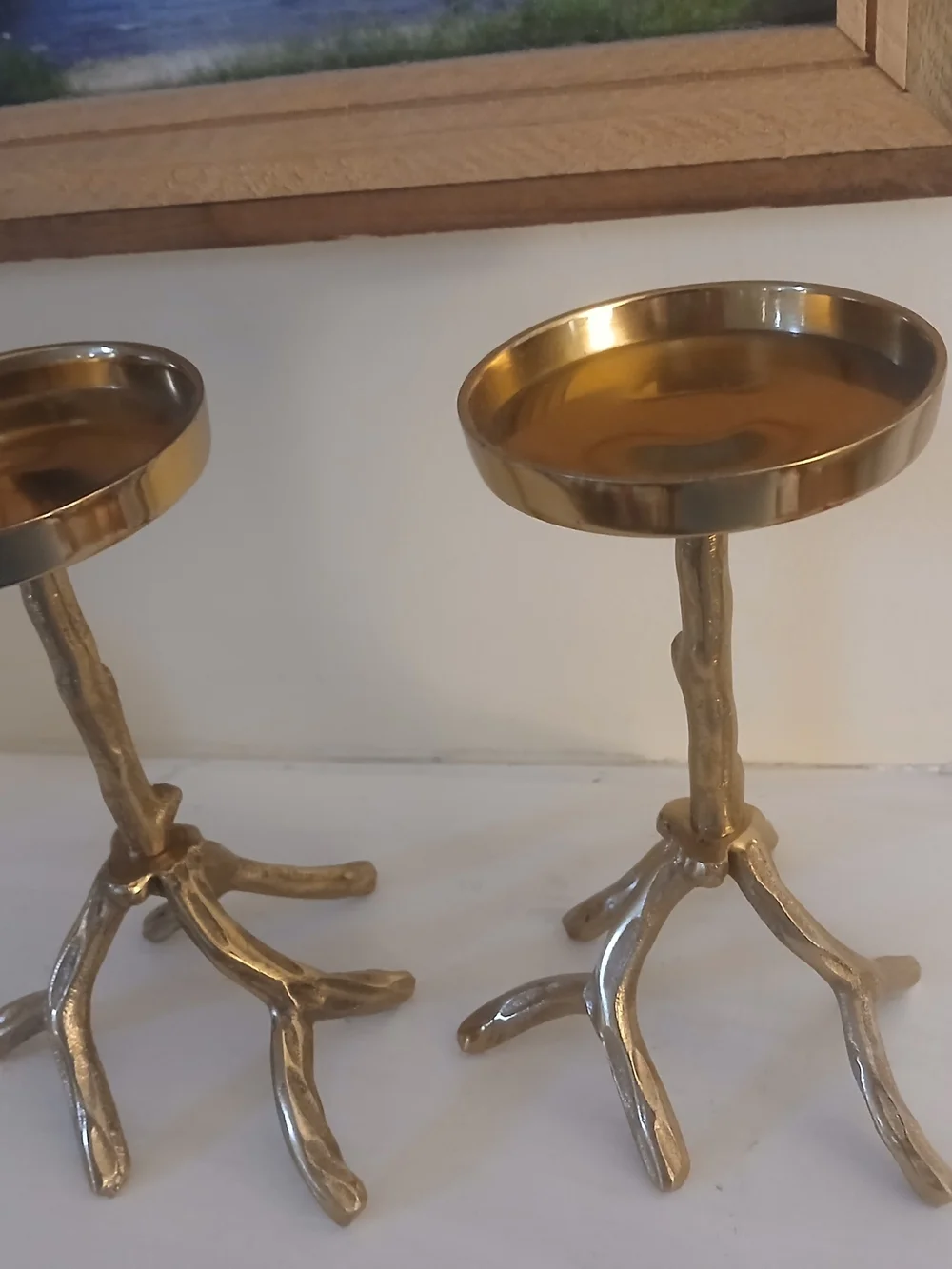 Set of 2 Gold Branch Pedestal Candle Holders